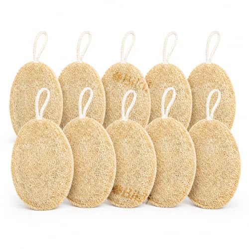 Bikli Natural Loofah for Bathing, Body Scrubber, Pack of 10